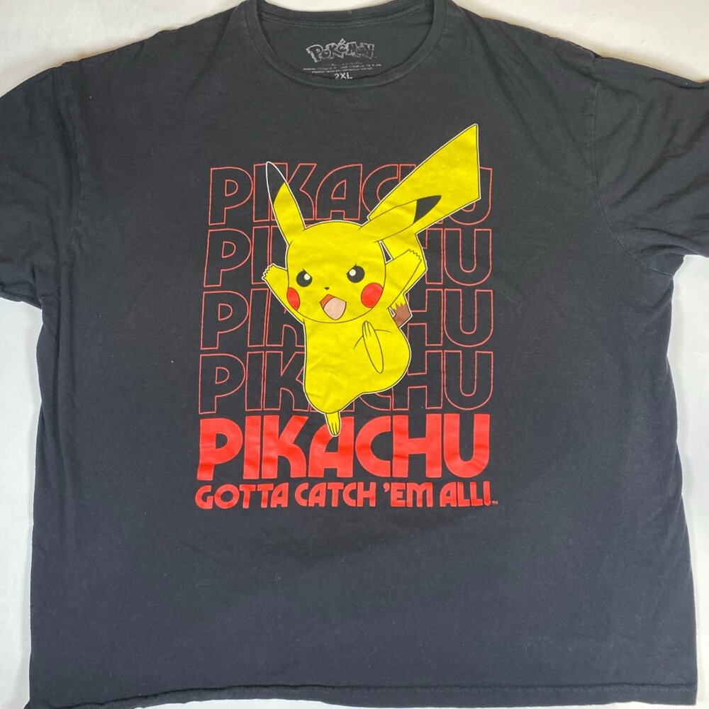 Pokemon Pikachu Gotta Catch 'Em All T-Shirt Men's XXL Black 100% Cotton